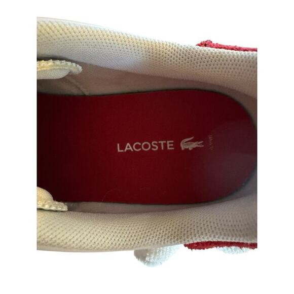 LACOSTE Mens Hapona Leather and Synthetic Tennis Shoes White/Navy/Red Size 9 - Picture 10 of 10